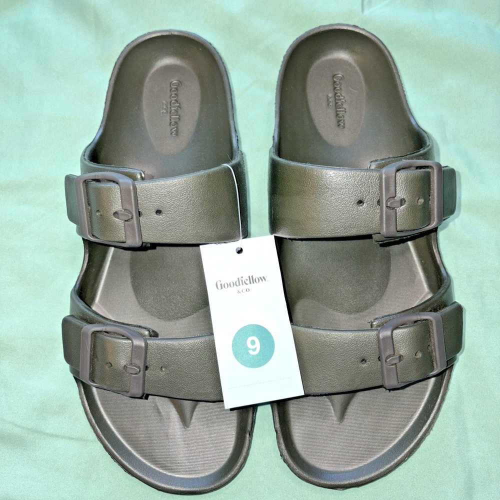 Goodfellow & Co. Two Band Buckle Slide-On Sandals in Olive Green - Men's Size 9 - Picture 1 of 4